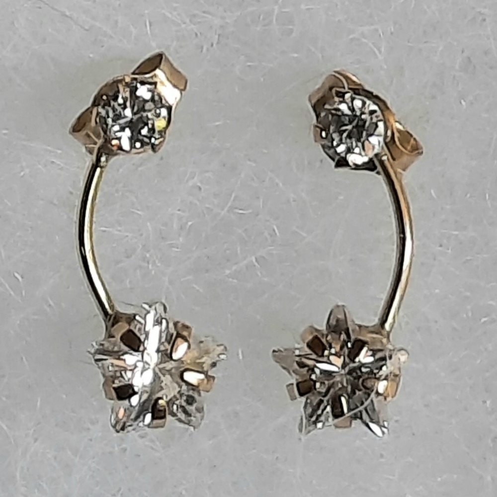 10KT Yellow Gold 🌟 Shooting Star 🌟 Drop Stud Dainty CZ Earrings